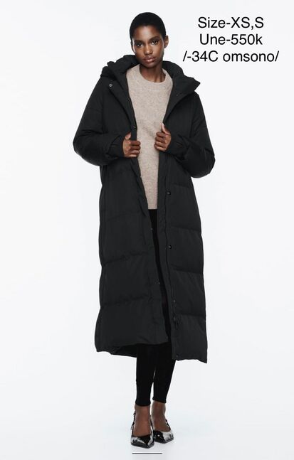 Water and wind protection hooded long down size-XS,S une-550k /60% grey duck down 40% feather  -34C omsono/