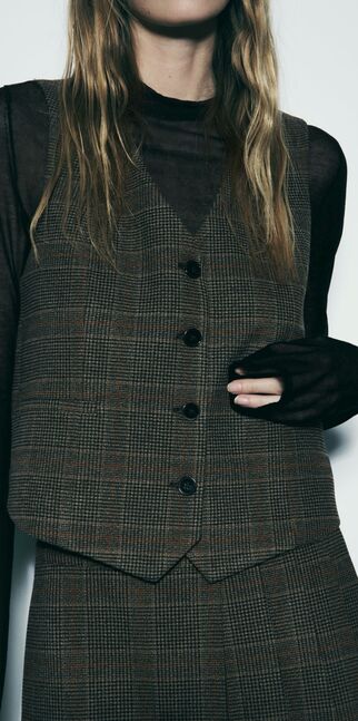 Zara, Check tailored waistcoat, size:S