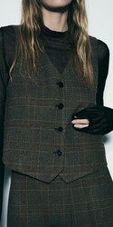 Zara, Check tailored waistcoat, size:S