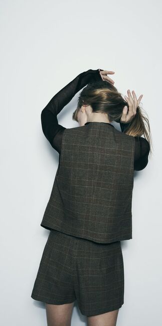 Zara, Check tailored waistcoat, size:S