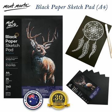 MM Black Paper Sketch Pad 25 sheet 140gsm A4