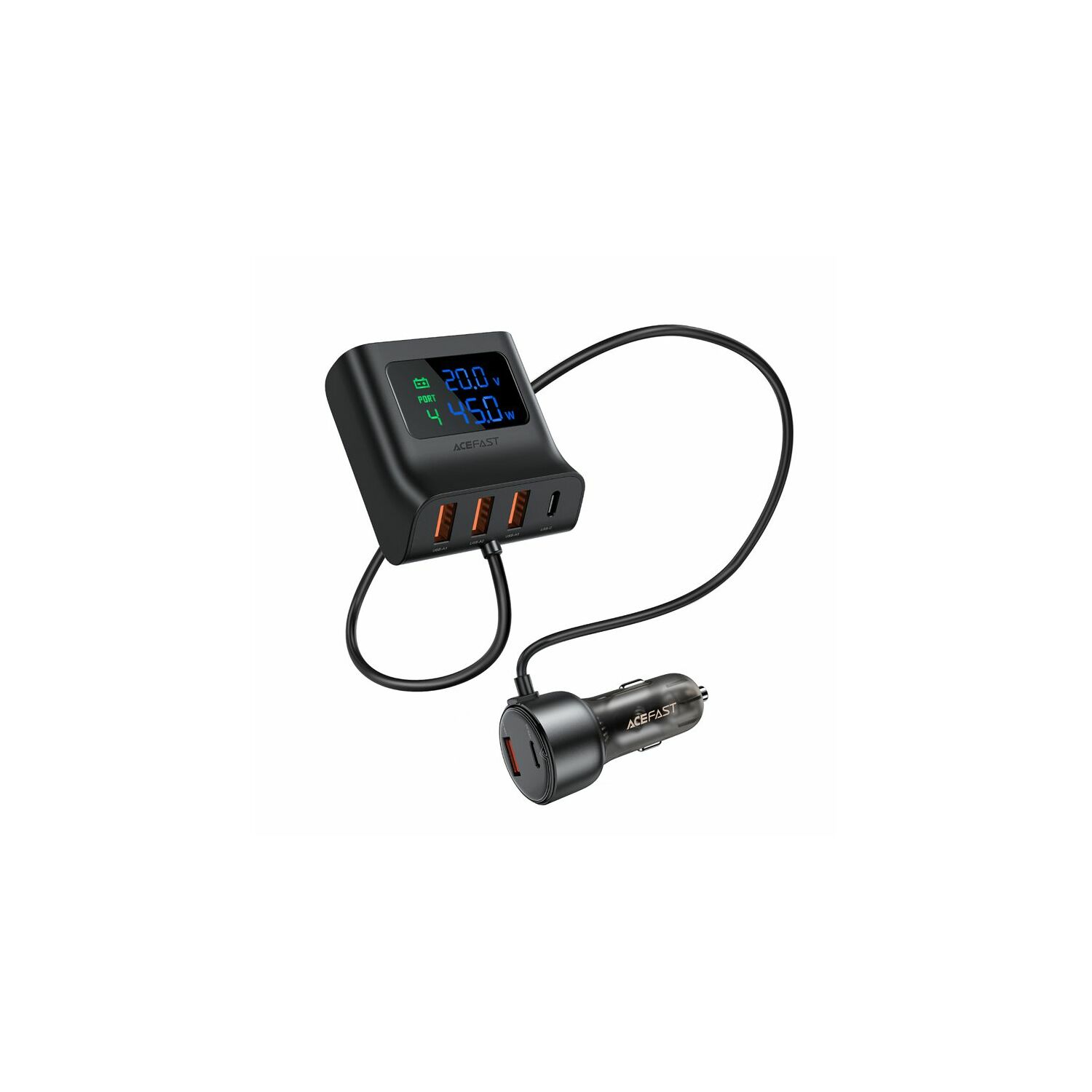 Acefast 138W Car Charger Splitter with Digital Display