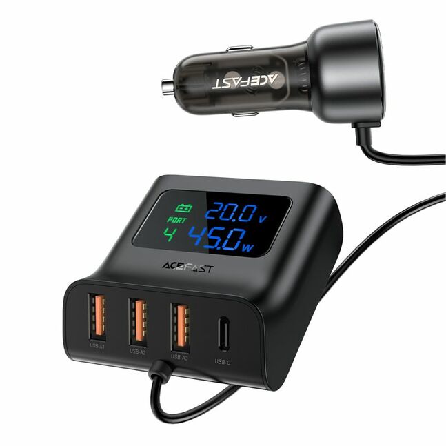 Acefast 138W Car Charger Splitter with Digital Display