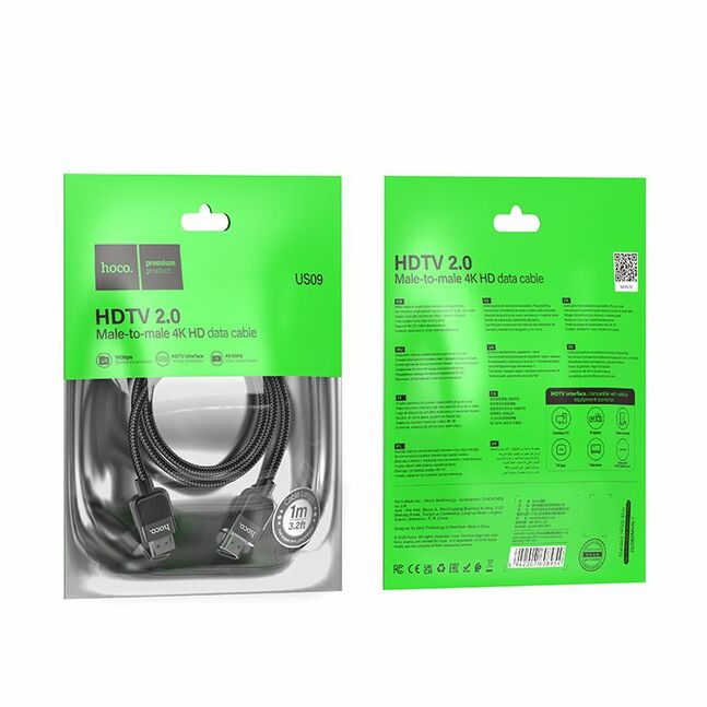 US09 Cutting-edge HDTV 1M 2.0 male-to-male 4K HD data cable