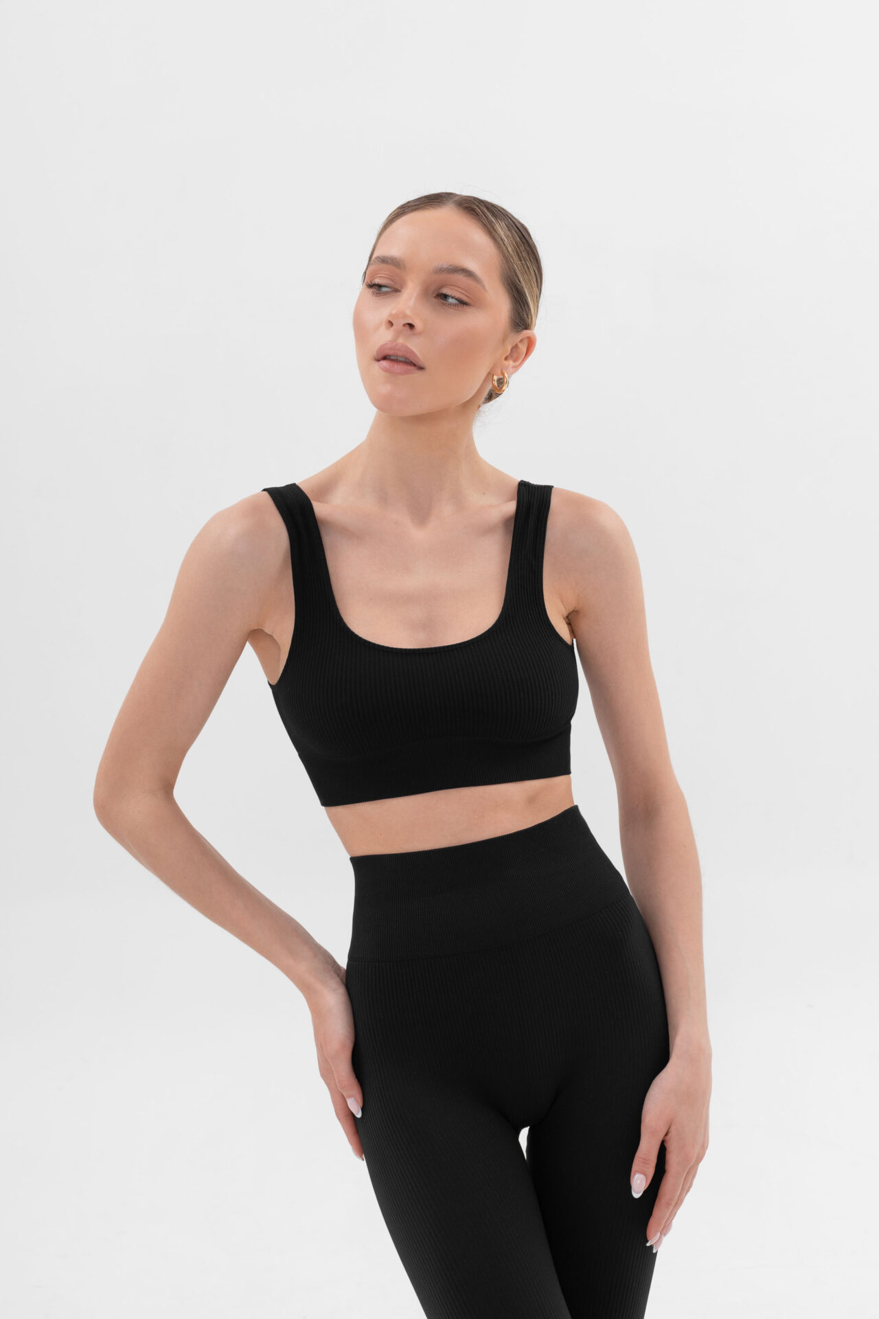 Power rib active cotton top black