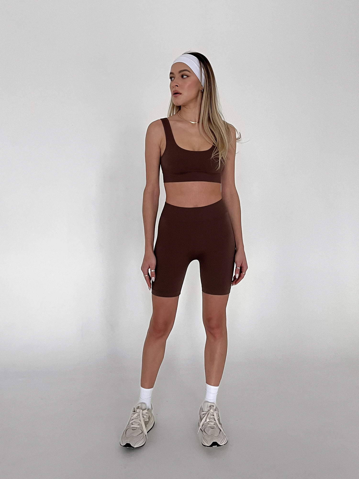 Power rib active cotton top brown