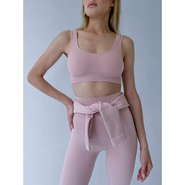 Power rib active cotton  top pink
