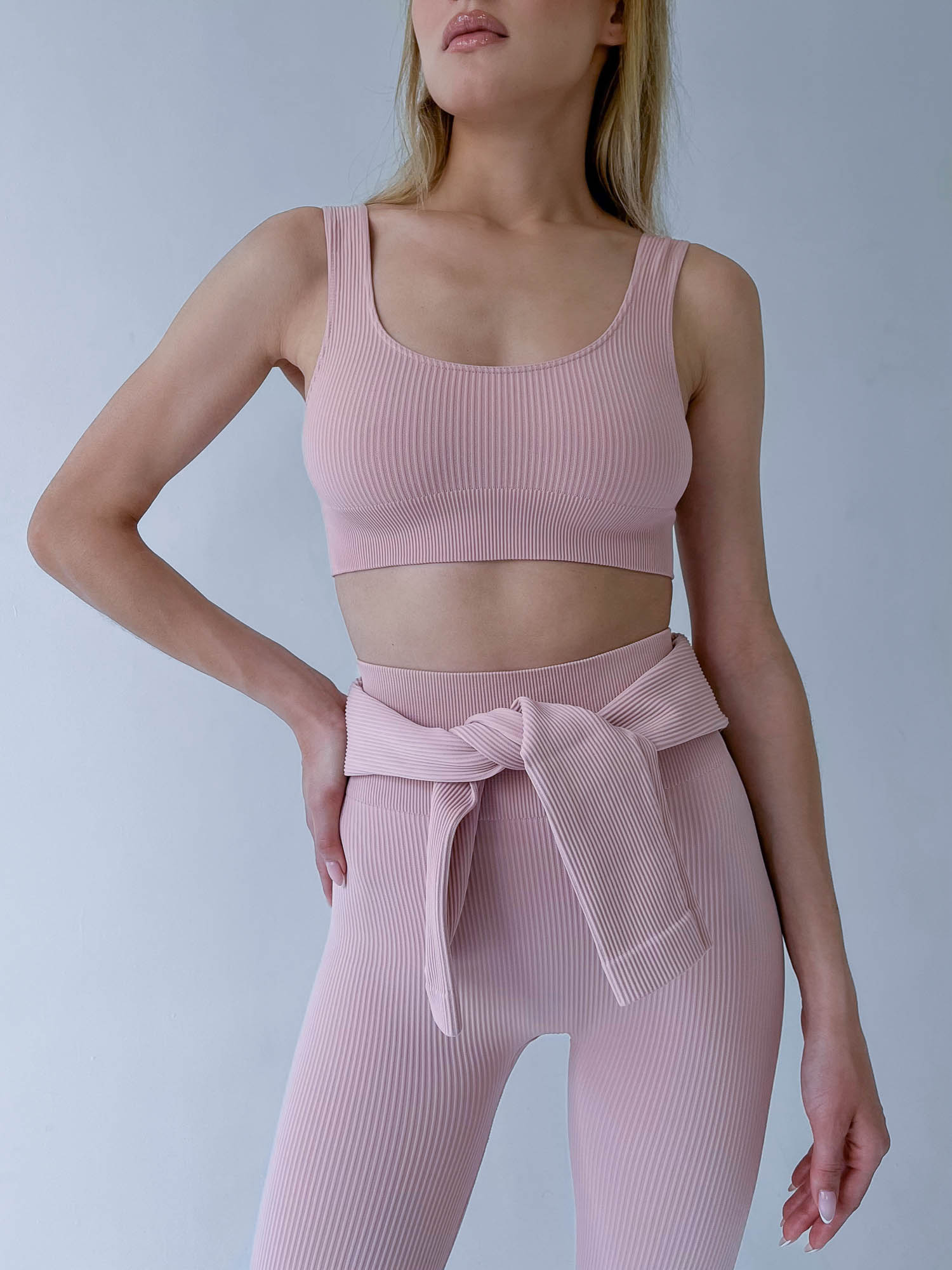 Power rib active cotton top pink