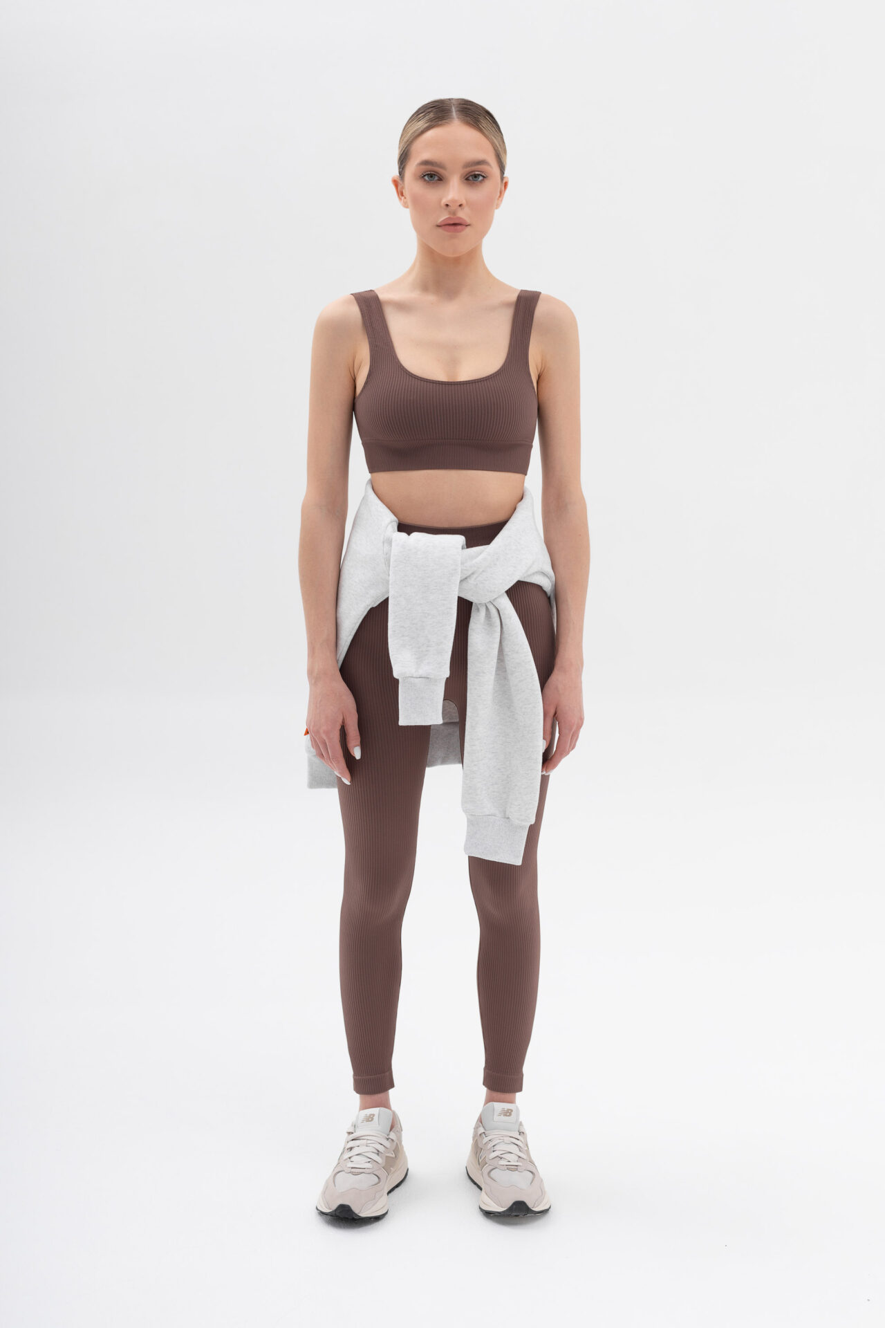 Power rib active cotton top brown