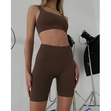 Power Rib Mid Rise Bike Shorts brown