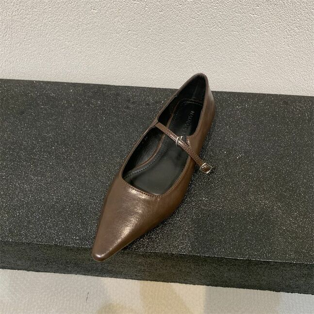 brown pointy mary janes