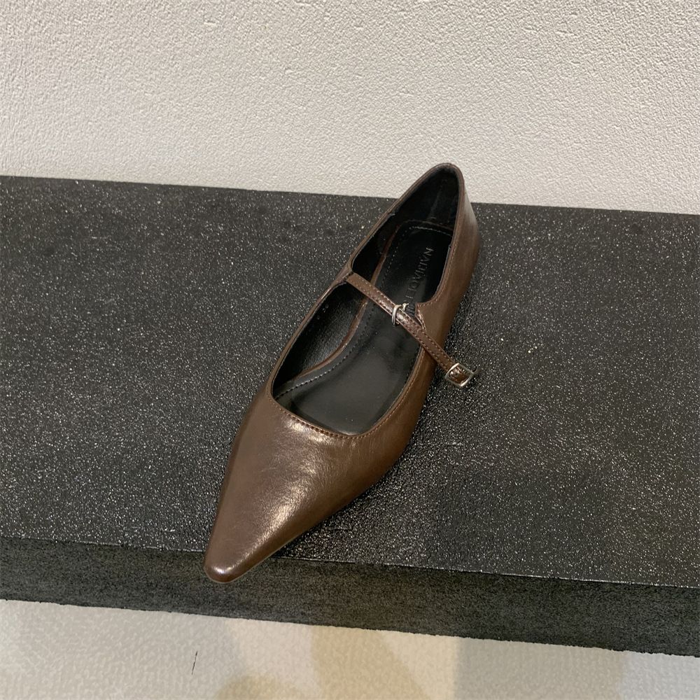 brown pointy mary janes