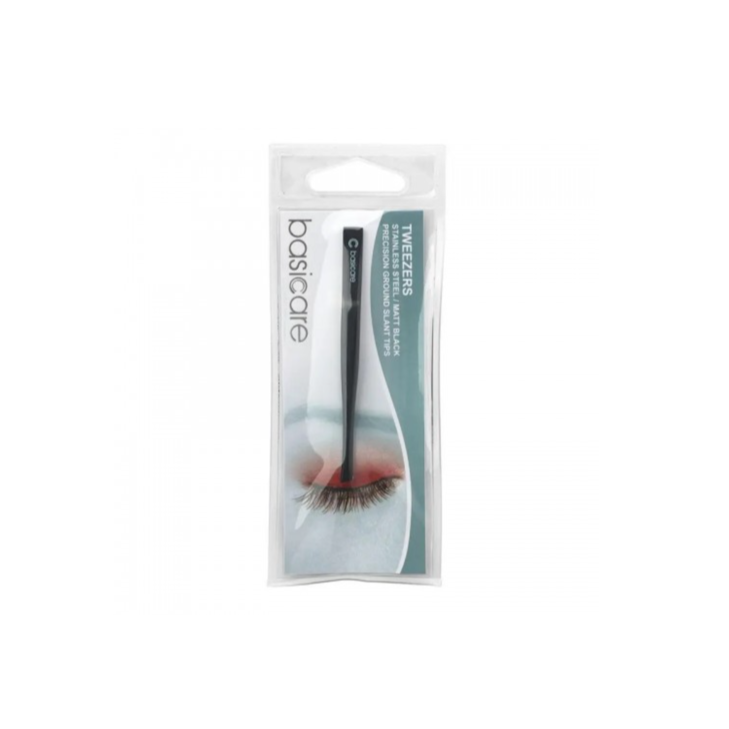 BASICARE MATT BLACK TWEEZERS SLANT TIPS