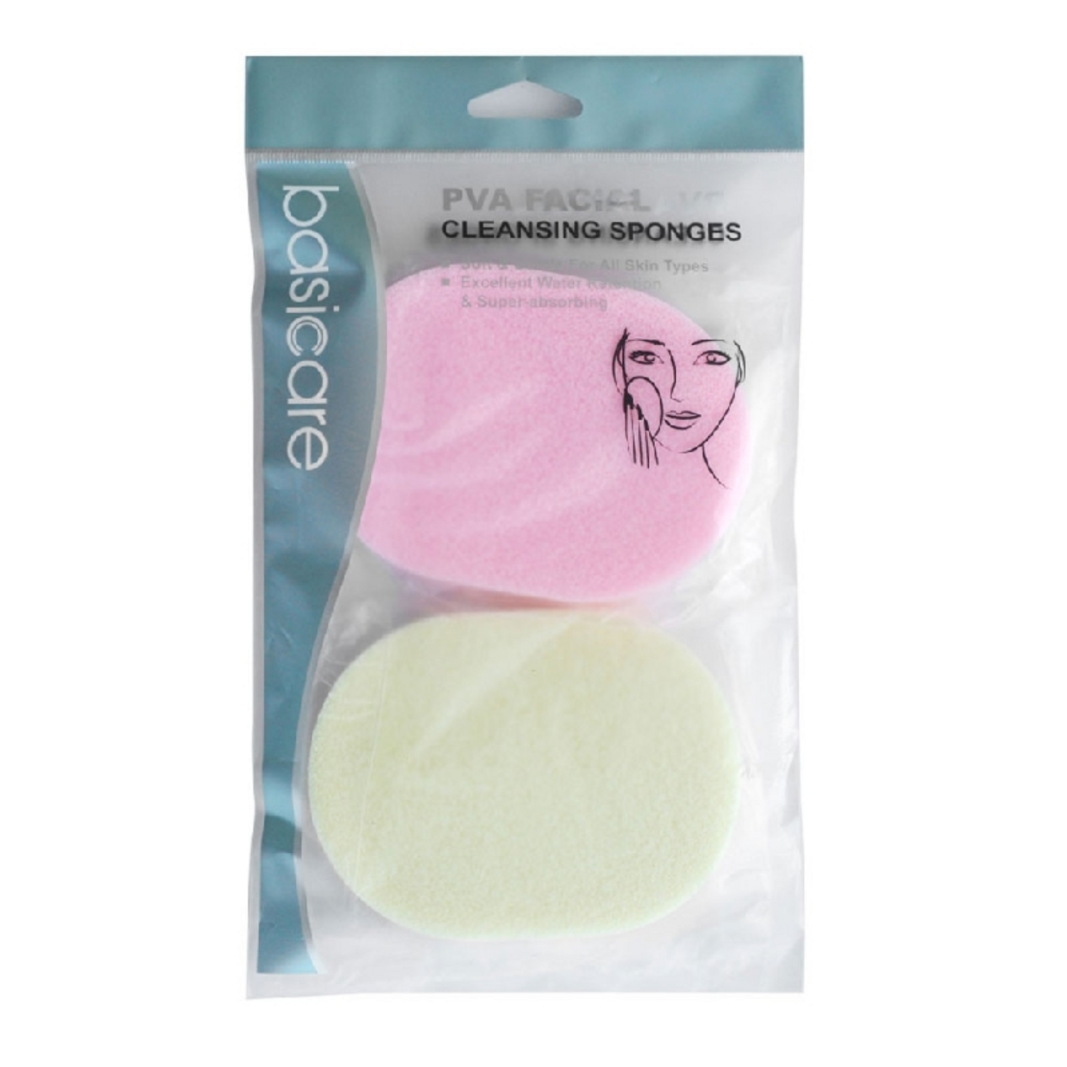 BASICARE PVA FACIAL CLEANSING SPONGES -PACK OF 2