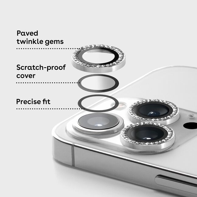 iPhone 15 Pro / 15 Pro Max Camera Lens Gem - Silver