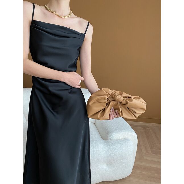 silk slip dress Black 