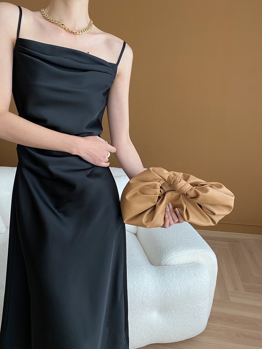 silk slip dress Black