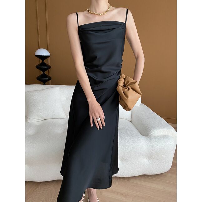 silk slip dress Black 