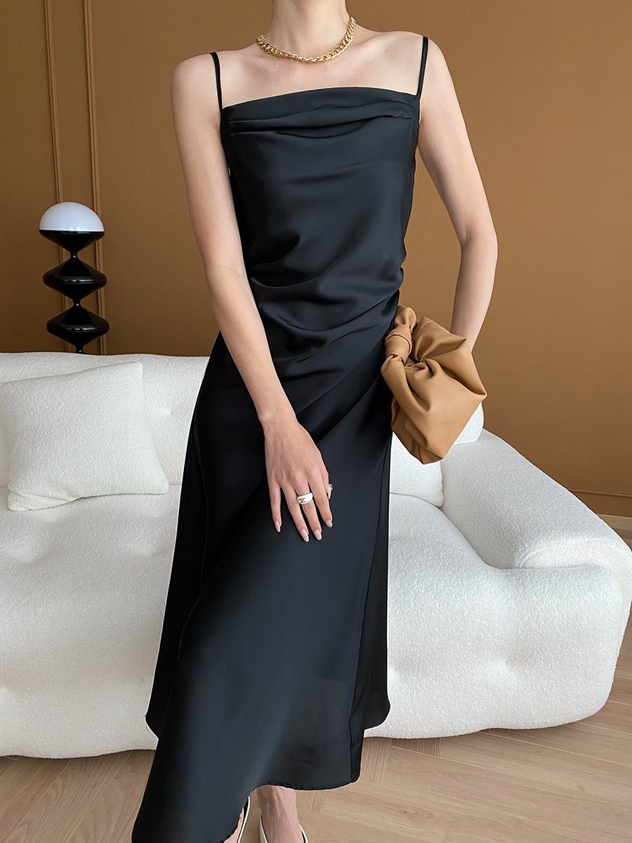 silk slip dress Black