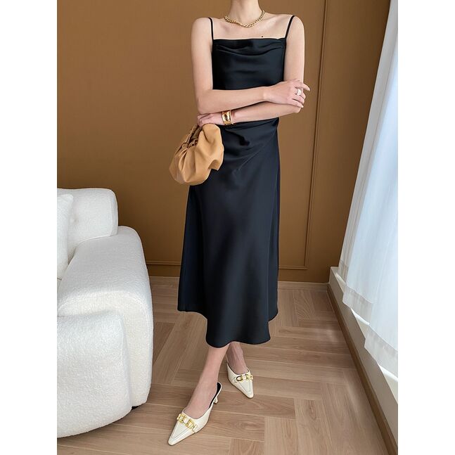 silk slip dress Black 