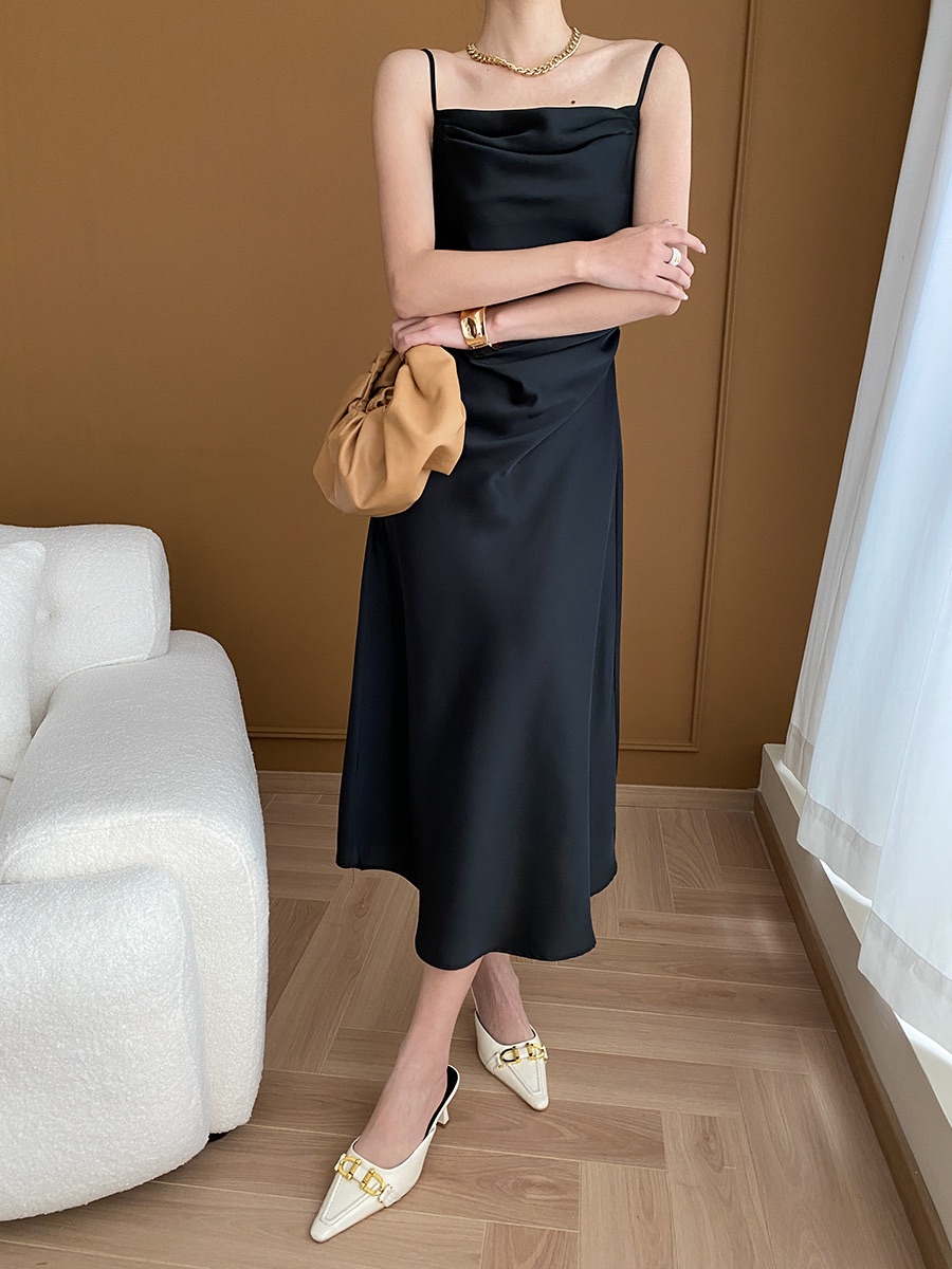 silk slip dress Black