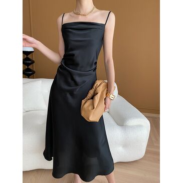 silk slip dress Black 