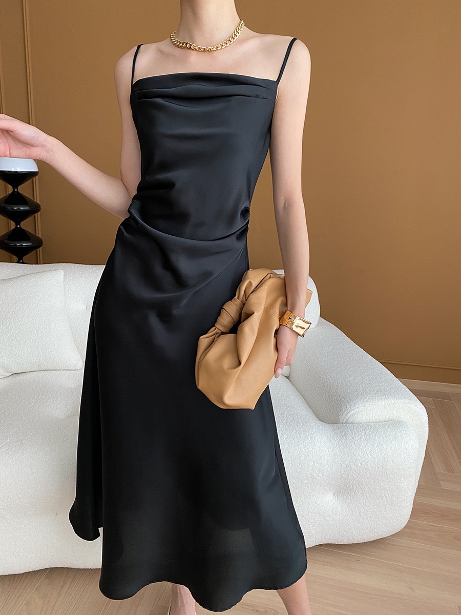 silk slip dress Black