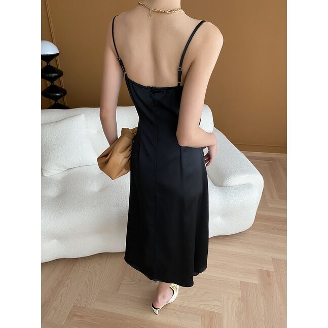 silk slip dress Black 