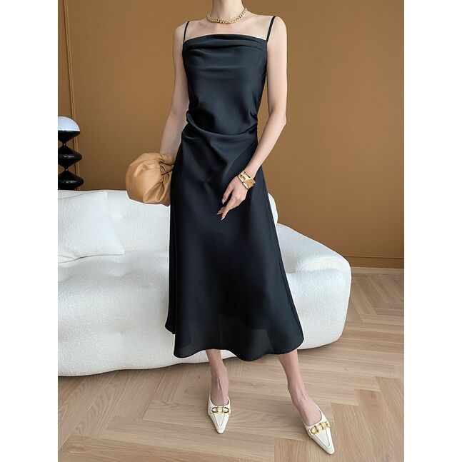 silk slip dress Black 