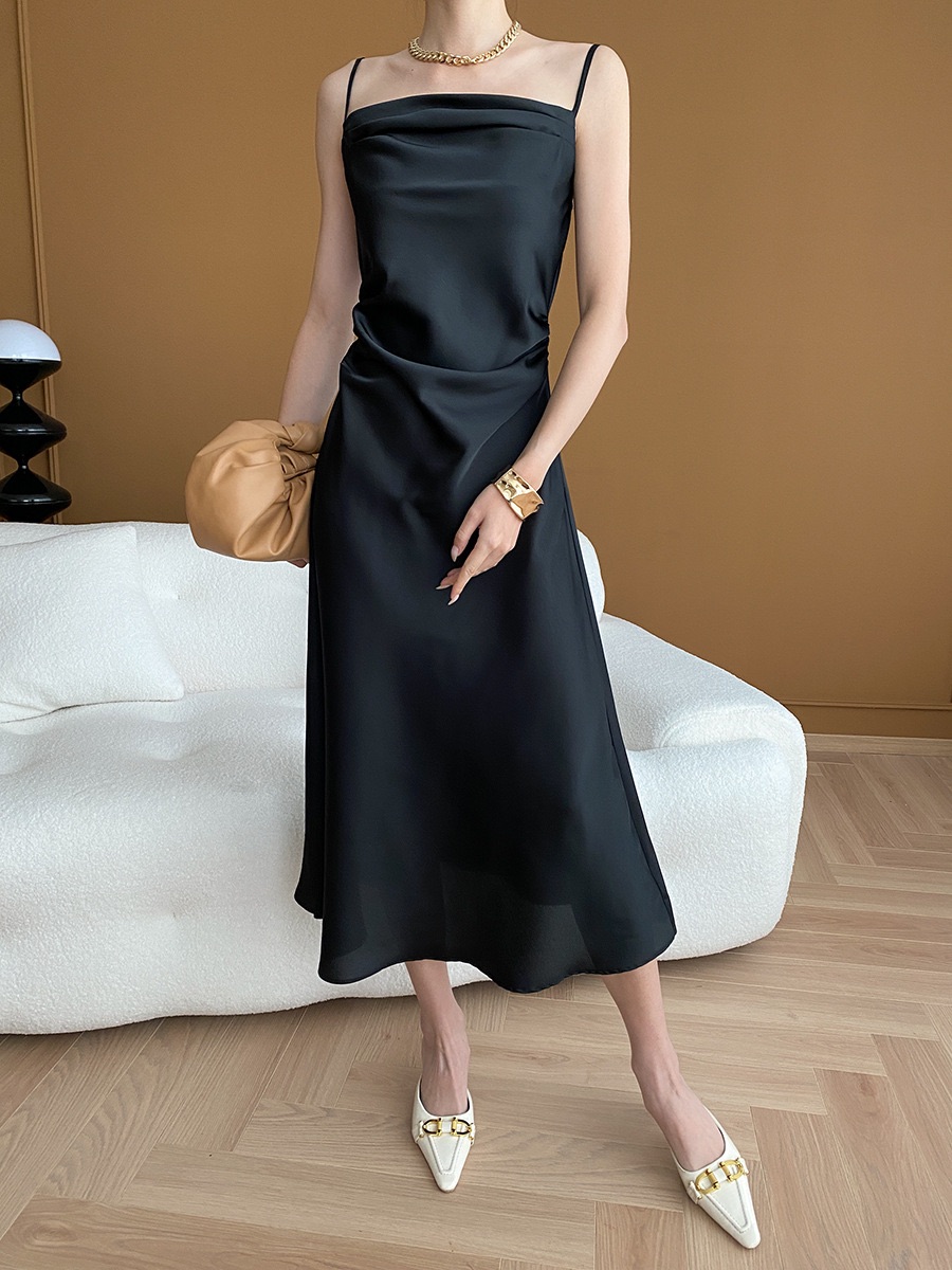 silk slip dress Black