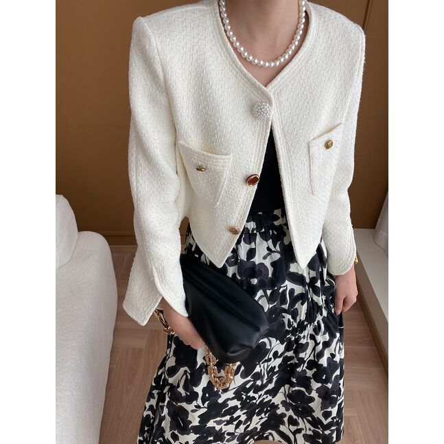 WHITE TWEED BLAZER