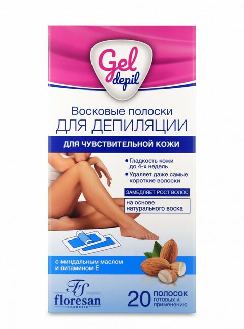 Ф-601 Восковые полоски д.депил.чувствит.кожи "Gel depil" (20 полосок)