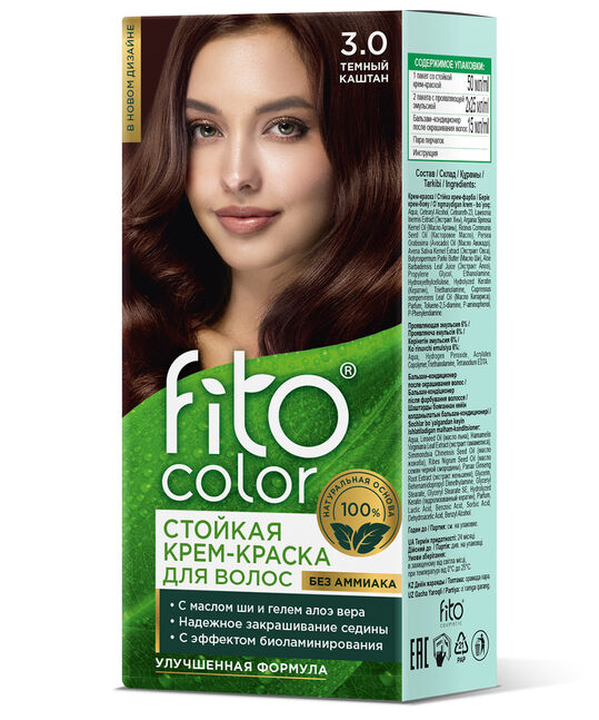 Uzoq muddatli krem-bo'yoq D. volos "Fitocolor" 3.0 to'q kashtan 115 ml.