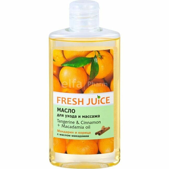 Fresh juice mandarin & darcho'z+makadamiya nefti 150ml uchun parvarish va massaj moyi