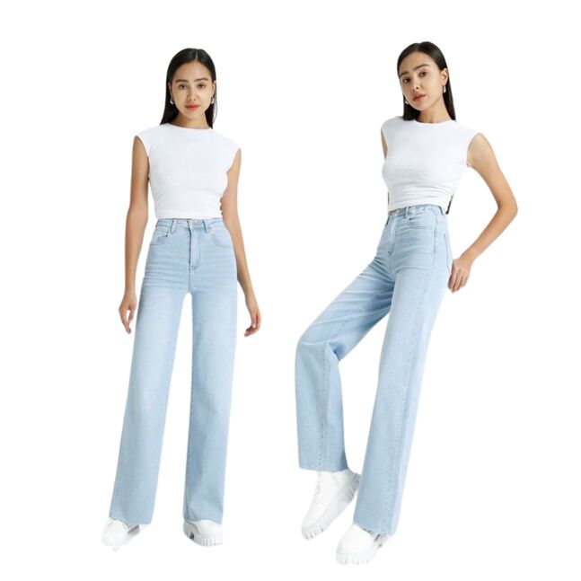 Wide Leg Blue Jeans