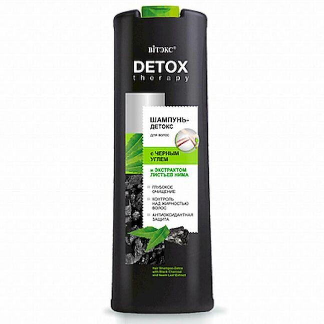 DETOX THERAPY qora ko'mir detoksli shampun va neem barglari ekstrakti, 500ml, Vitex