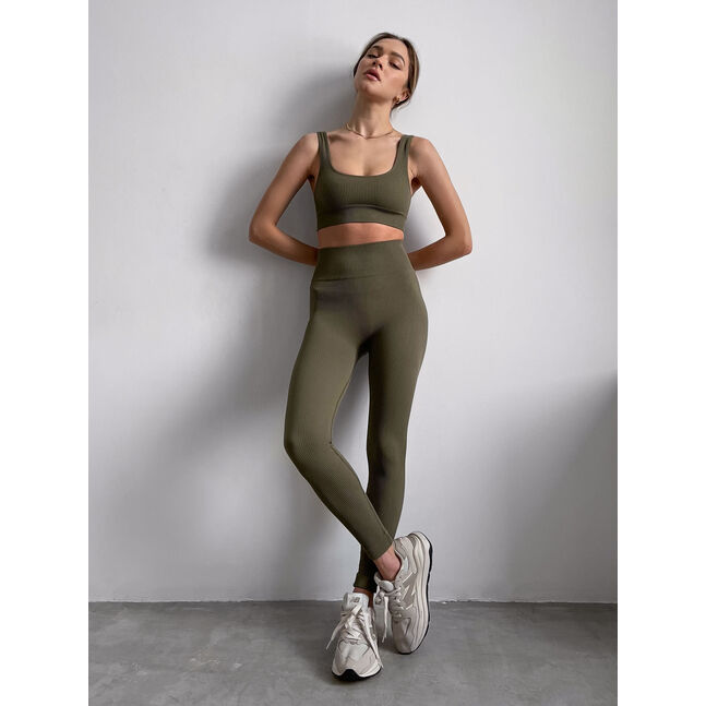 Power Rib High Rise Leggings green