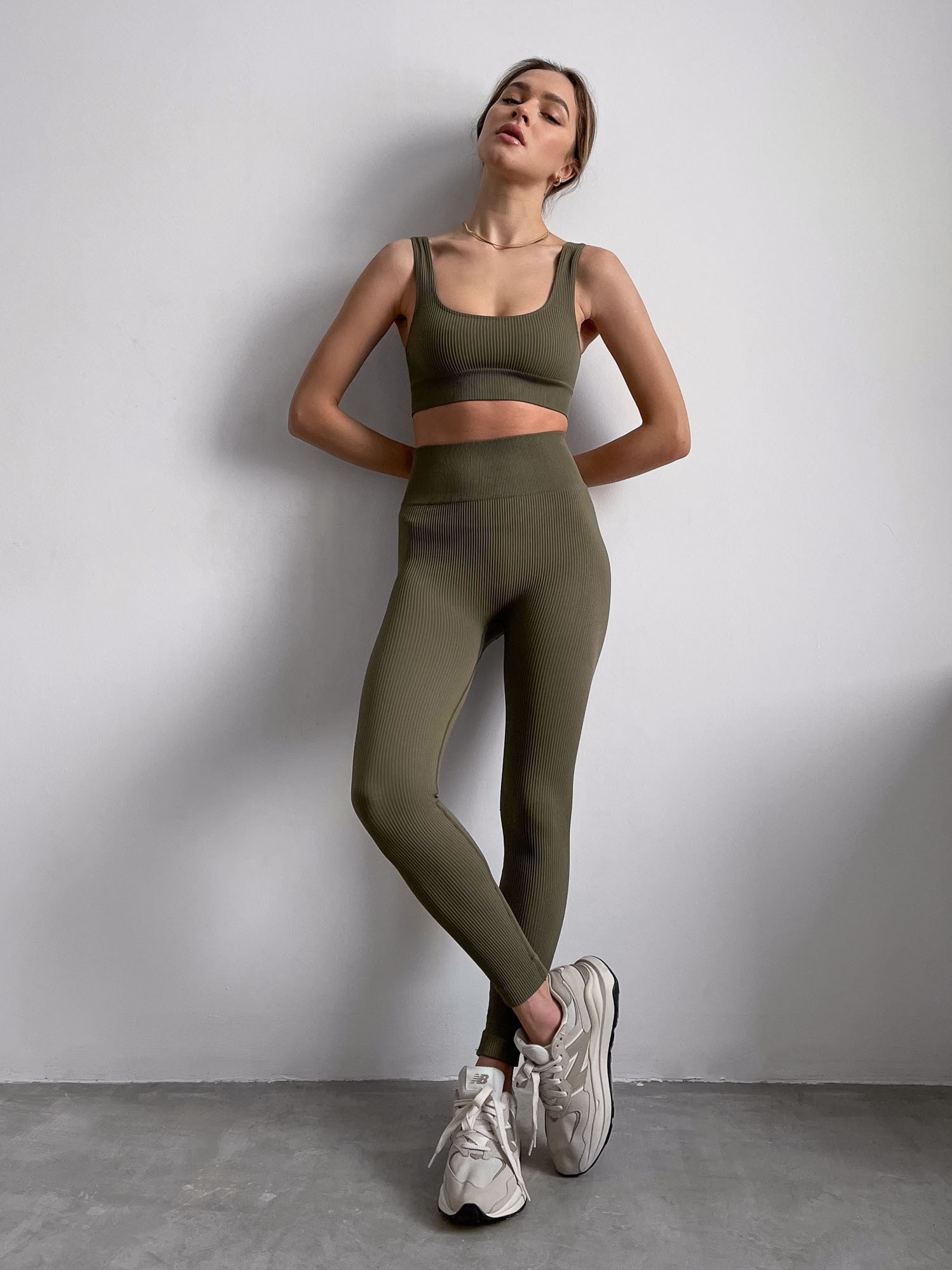 Power Rib High Rise Leggings green