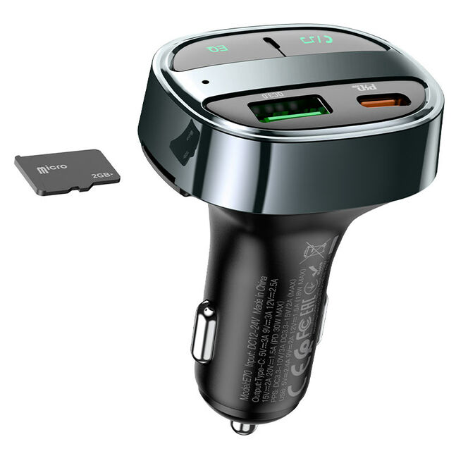 Car charger “E70” PD30W+QC3.0 with wireless FM transmitter