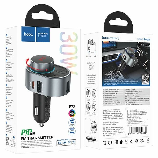 Car charger “E72 Alegria” PD30W with wireless FM transmitter
