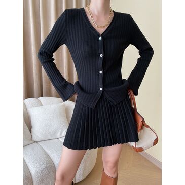 SN4038-black-knitwear skirt-set