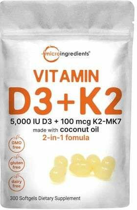 Microingredients 5000iu d3+k2 100mcg coconut oil 