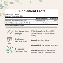 Microingredients 5000iu d3+k2 100mcg coconut oil 