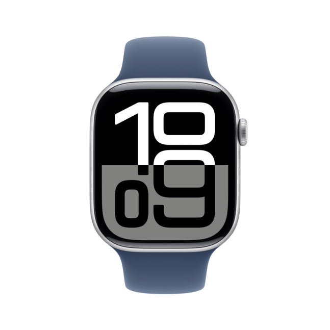 Apple Watch Series 10 GPS 46mm Silver Aluminium Case with Denim SB M/L