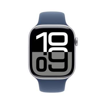 Apple Watch Series 10 GPS 46mm Silver Aluminium Case with Denim SB M/L