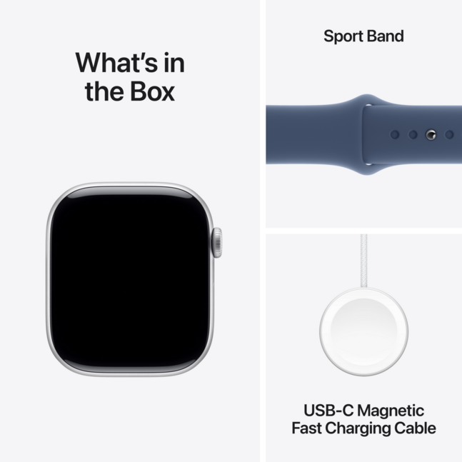 Apple Watch Series 10 GPS 46mm Silver Aluminium Case with Denim SB M/L