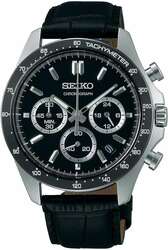 Seiko chronograph tachymeter men watch black brand 