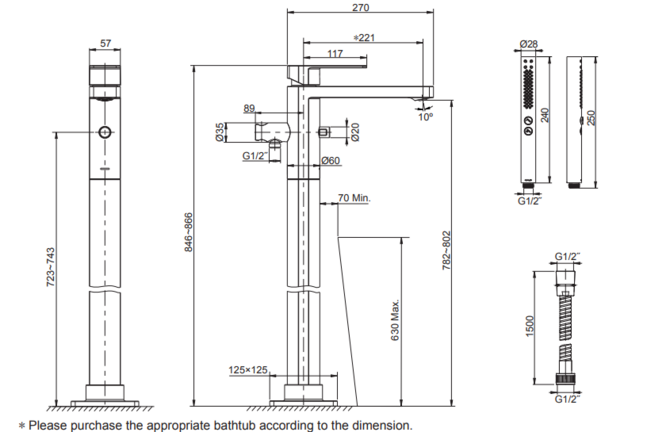 PARALLEL FREESTANDING BATH FILLER