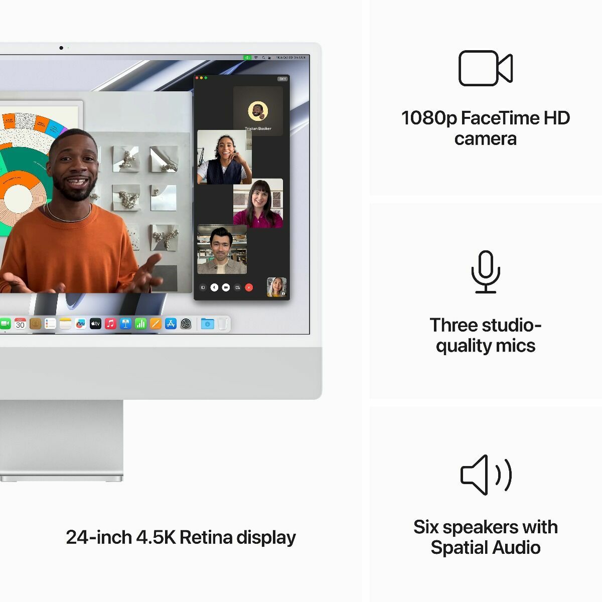 Apple iMac M3 Chip 8 Core CPU 10 Core GPU 8GB 256GB SSD 24'' 4.5K Retina Display Touch ID Silver