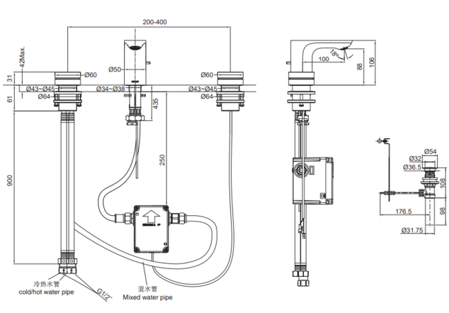 ALEO WIDESPREAD TOUCHLESS LAV FAUCET